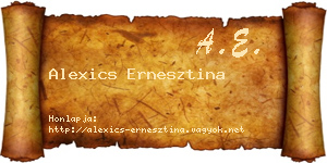Alexics Ernesztina névjegykártya